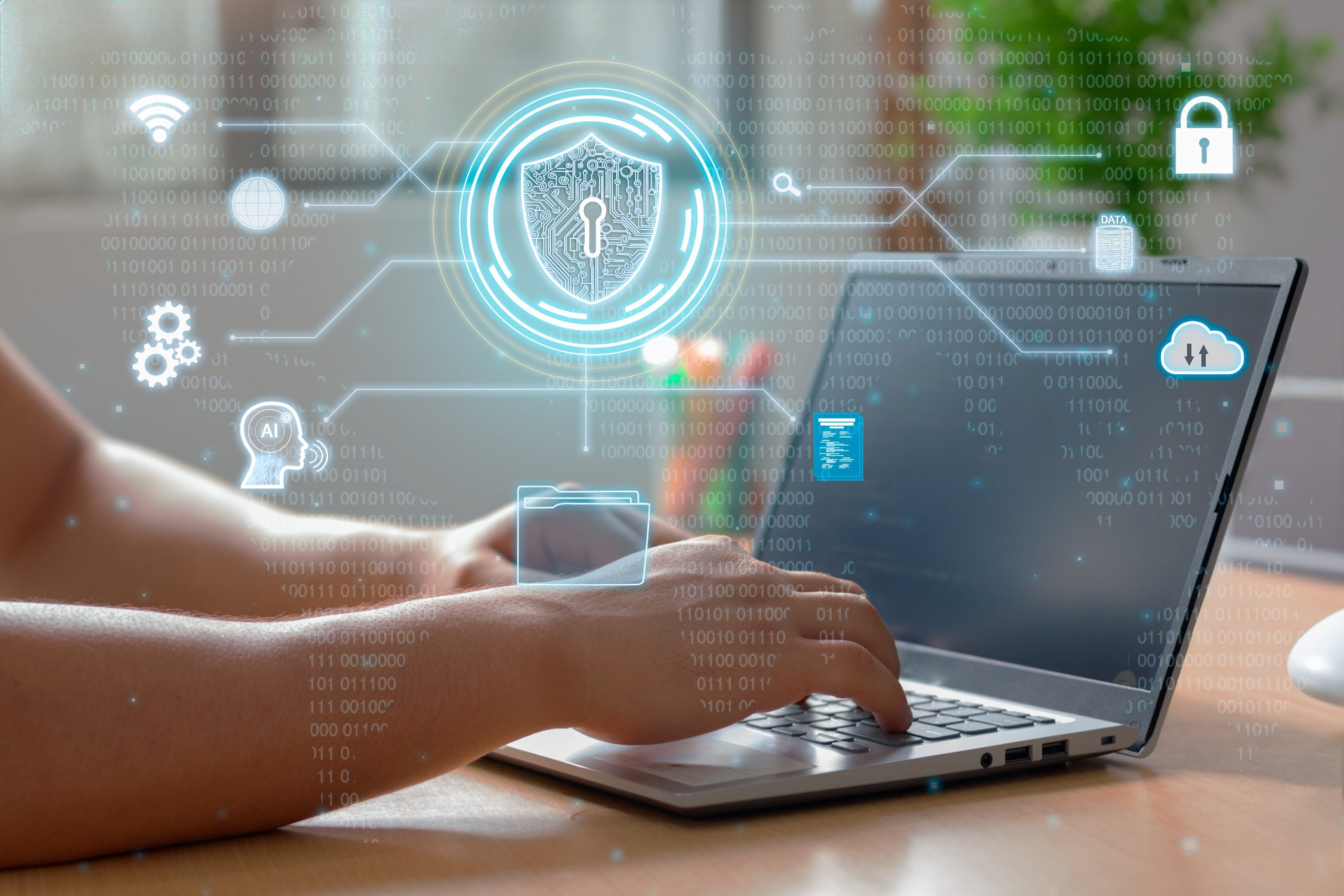 Cyber security Perth specialist typing on a laptop while protecting sensitive data and digital assets from online security threats.